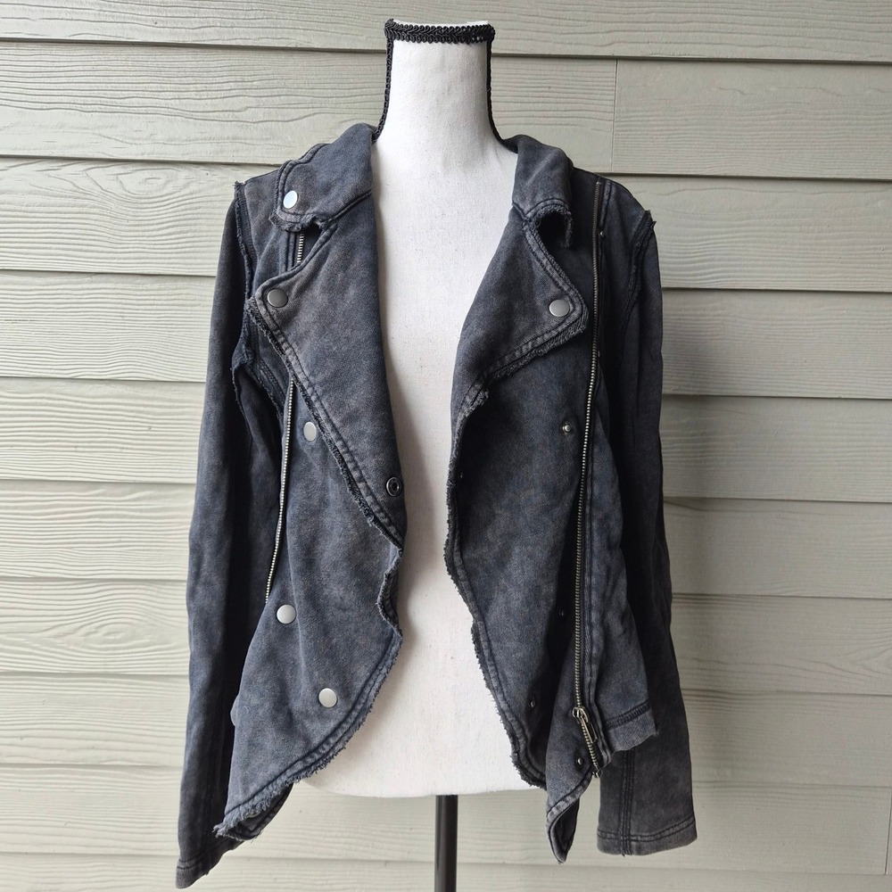 American Rag Acid Wash Moto Jacket Womens XS Grunge Punk Rock Biker Distressed